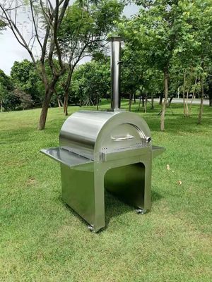4 tekerlekli Paslanmaz Çelik Odun Ateşli Pizza Fırını Fırça Dış Mekan Paslanmaz Pizza Fırını