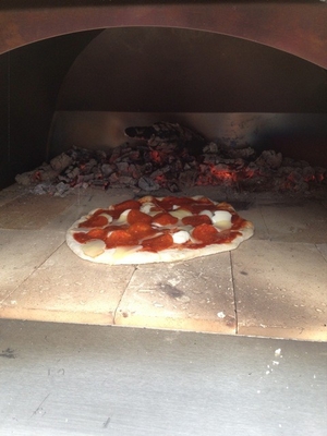 4 Tekerlekli Paslanmaz Çelik Pizza Fırını Dış Mekan 900mm Odun Ateşli Pizza Fırını